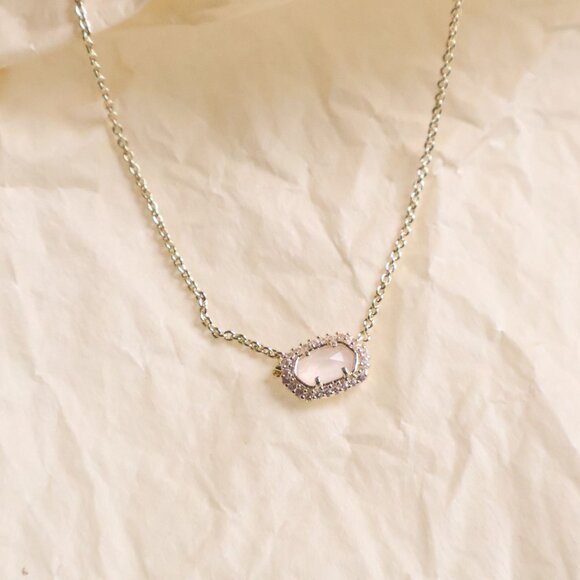 Kendra Scott Chelsea | Rose Quartz Gold Necklace - Picture 2 of 2